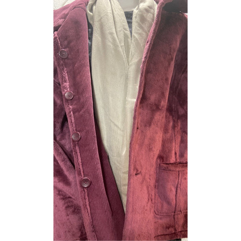 QVC NWOT Reversible‎ Corduroy Fleece Jacket Button Down jacket S XL purple - Picture 9 of 9